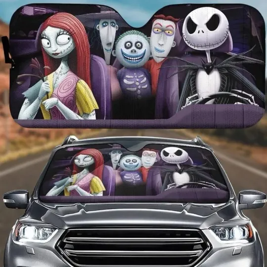 Discover Jack And Sally Nightmare Before Christmas Car Sunshade, Windshield Cover