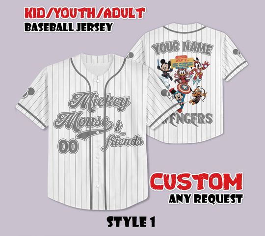Discover Custom Mickey & Friends Baseball Jersey, Disneyland Baseball Shirt, Personalized Disney Mickey and Friends Jersey, Gift for Disney Fans