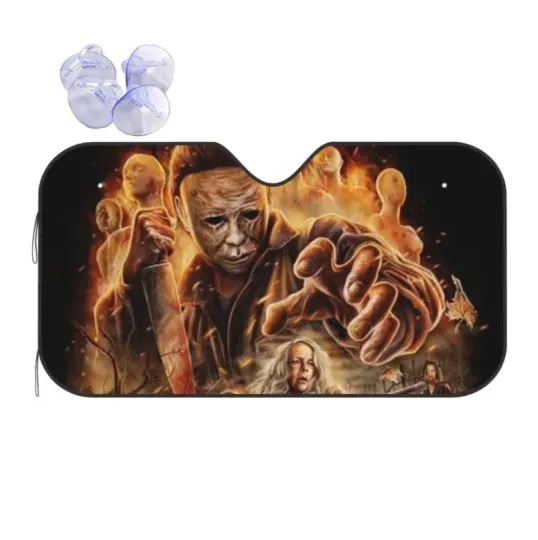 Michael Myers Horror Movie Car Sunshade, Windshield Cover Happy Halloween