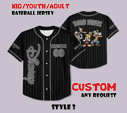 Discover Custom Mickey & Friends Baseball Jersey, Disneyland Baseball Shirt, Personalized Disney Mickey and Friends Jersey, Gift for Disney Fans