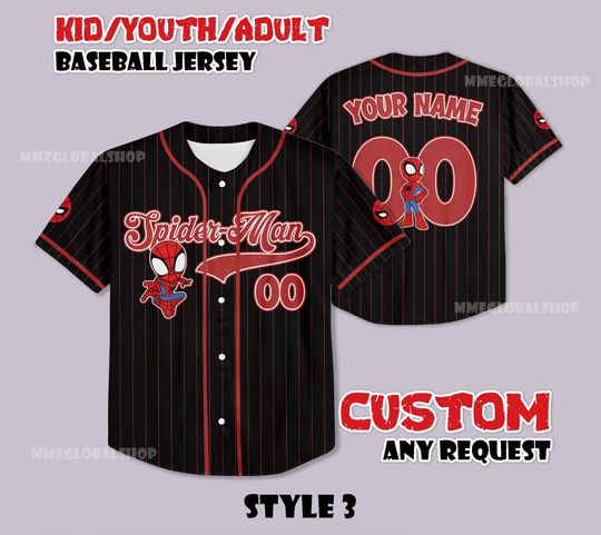 Discover Custom Spider Man Baseball Jersey, Spider-Man Movie Jersey Shirt, Personalized Spider Man Jersey, Spider-Man Fan Gift, Superhero Shirt