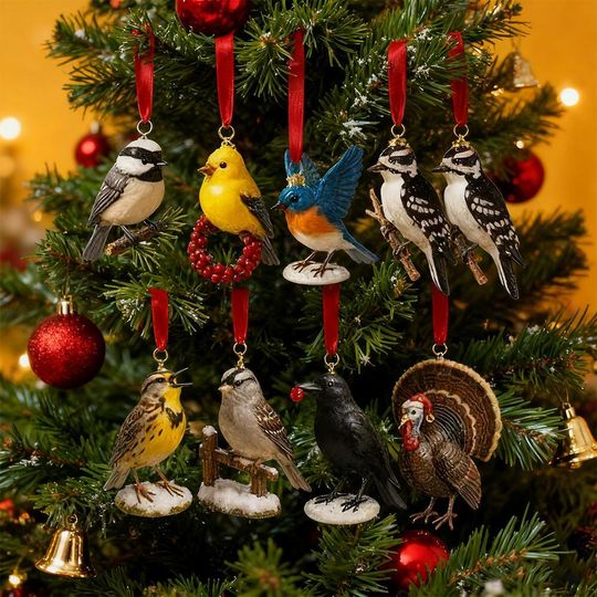 Discover 2025 Bird Advent Calendar 24 Day Countdown Calendar Surprise Blind Box Christmas Tree Decoration 2D Flat Acrylic Pendant