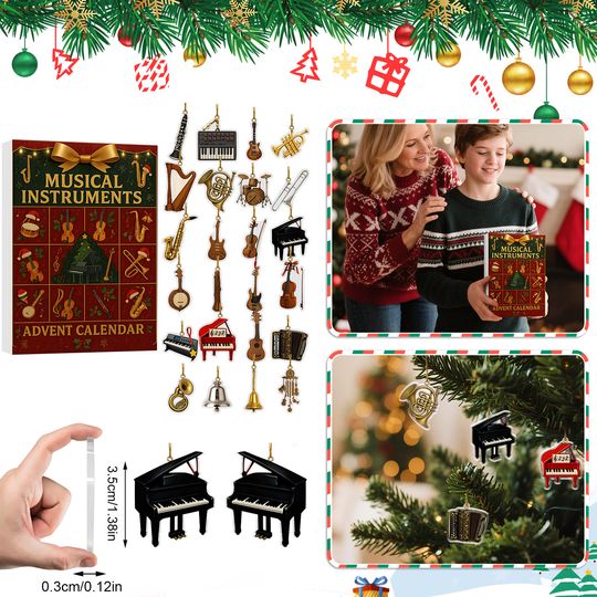 Discover Musical Instruments 2025 24pcs 2D Instrument Acrylic Pendants Christmas Advent Calendar Blind Box Gift Funny Countdown Calendar