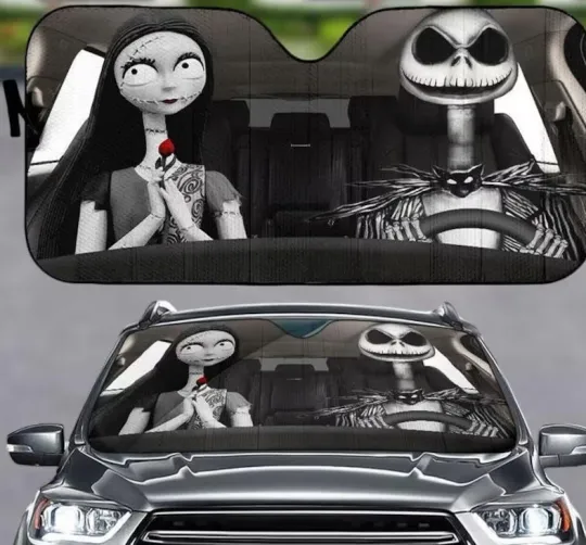 Discover The Nightmare Before Christmas Car Sunshade, Halloween Windshield Cover