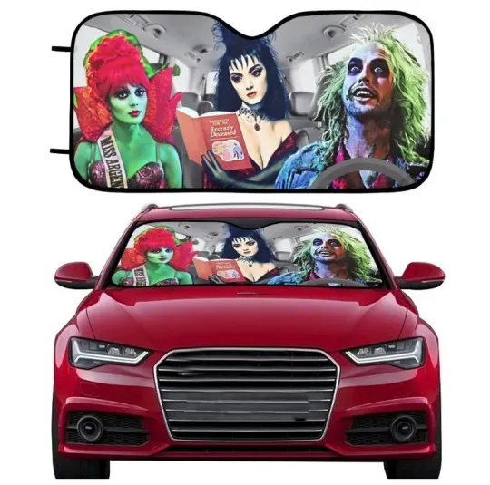 Discover Beetlejuice and Babes Car Sunshade, Beetlejuice Halloween Windshield Cover
