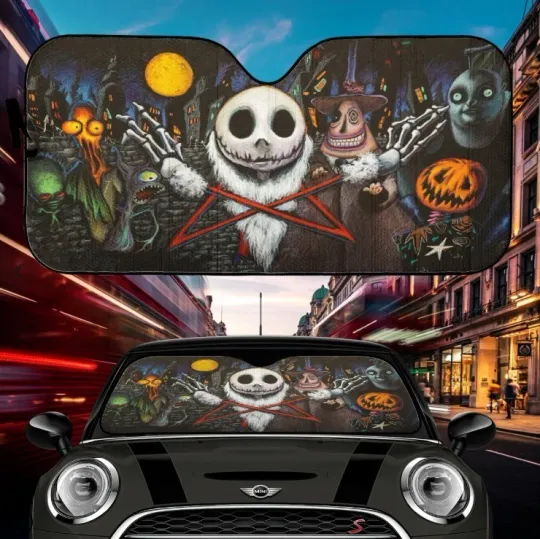 Discover Nightmare Before Christmas Car Sunshade, Windshield Cover SunShade