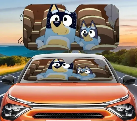 BlueyDad Movie Cartoon Car Sunshade, Windshield Cover SunShade