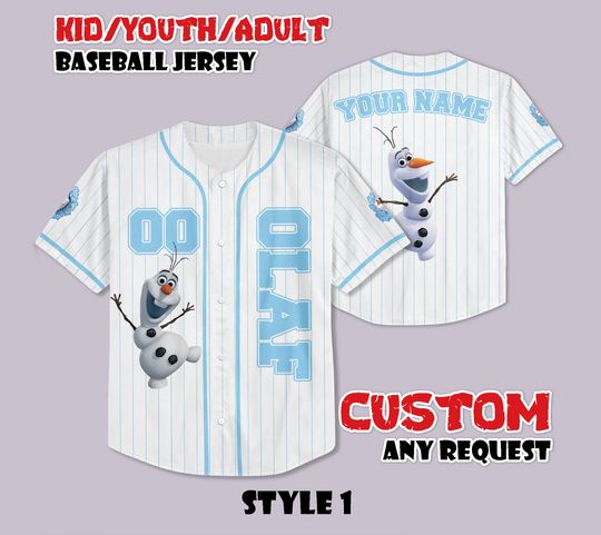 Discover Custom Olaf Baseball Jersey, Olaf Baseball Shirt, Personalized Disney Olaf Jersey, Disney Gift for Fan, Birthday Gifts