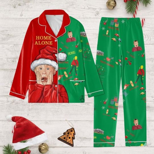 Discover Home Alone Christmas Pajamas Set, Funny Home Alone Xmas Pajamas, Home Alone Movie Holiday Pajamas, Kevin Mccallister Pj Set, Xmas Gift