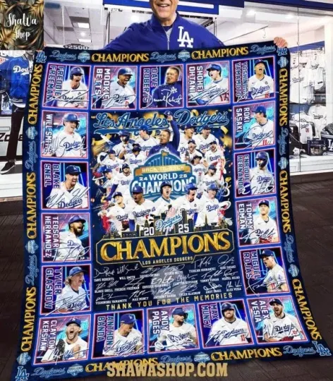 Discover Los Angeles Dodger Back to Back World Series Champions 2025 Fleece Blanket Quilt
