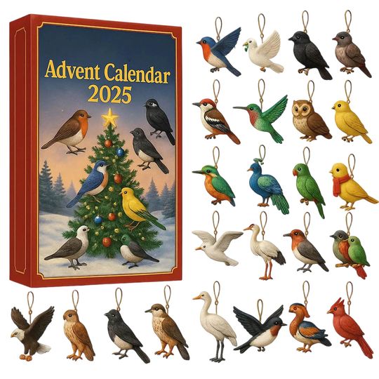 Discover New Christmas Advent Calendar 2D flat 24 Acrylic Pendant Bird 24 Days Christmas Countdown Blind Box Christmas Supplies 2025