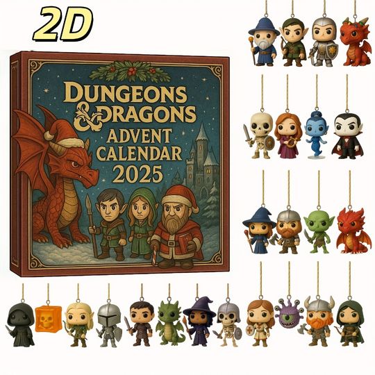 Discover 2D Acrylic Plane Dungeons & Dragons Advent Calendar Christmas and New Year Gift Living Room Desktop Ornaments Blind Box