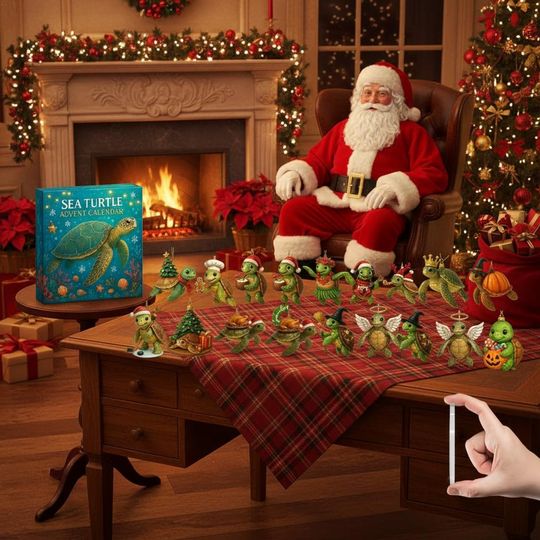 Discover 2025 Sea Glass Christmas Sea Turtle Advent Calendar Festival Blind Box 2D Acrylic Pendant  24 Day Christmas Countdown Calendar