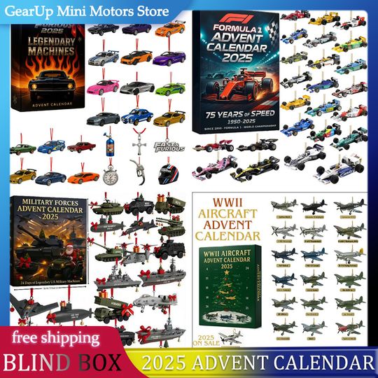 Discover 2025 Christmas Advent Calendar 24 Days Surprise Blind Box Fast Furious F1 Diecast Cars Acrylic cards pendants Countdown Toy Gift