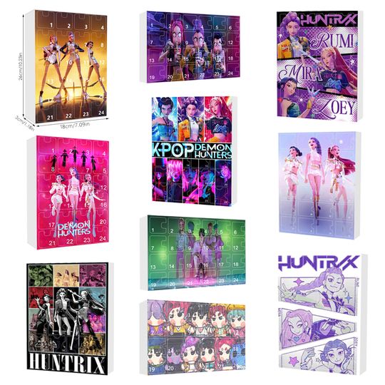 Discover Kawaii KPop Demon Hunters Advent Calendar Blind Box Acrylic Keychain Pendant Christmas Countdown Surprise Box Commemorative Gift