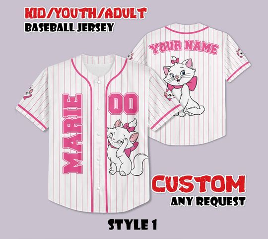 Discover Custom Marie Cat Baseball Jersey, The Aristocats Baseball Shirt, Personalized Disney Marie Jersey, Marie Cat Shirt For Cat Lovers