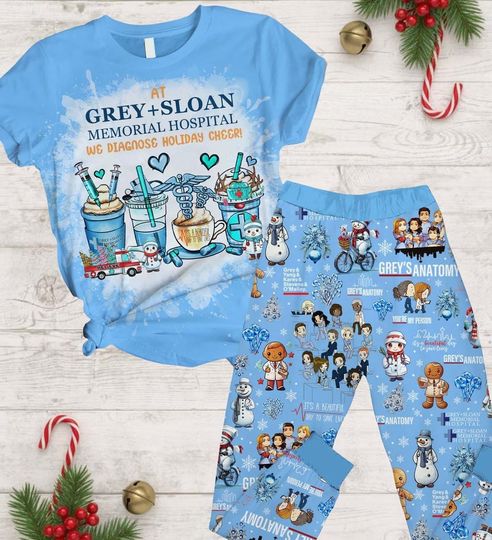 Discover Christmas Grey's Anatomy Pajamas, Doctor Grey Pajamas Pants, Nursing Xmas Pajamas, Tv Series Holiday Pajamas, Winter Gift