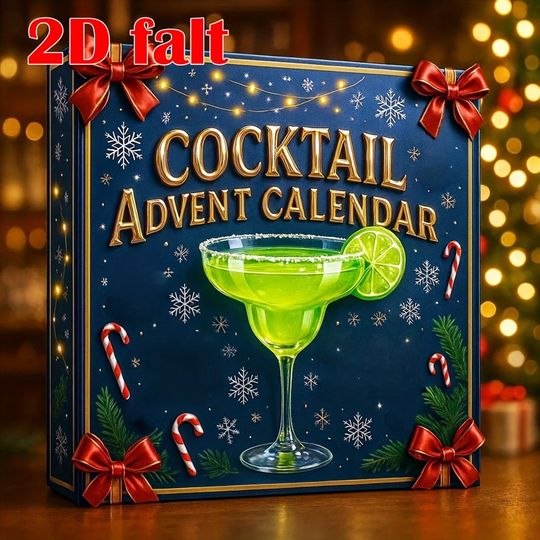 Discover 2025 Cocktail Bottle Christmas Advent Calendar 24-day Countdown Calendar Blind Box 2D Acrylic Pendant Holiday Decor