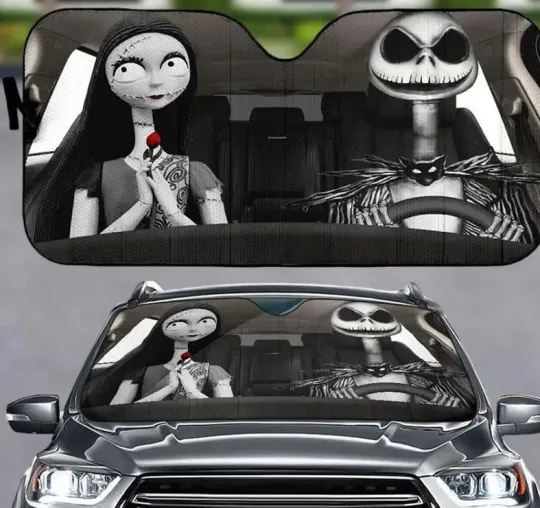 Discover Jack Sally Car Sunshade, Nightmare Before Christmas Windshield Cover SunShade