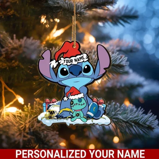 Discover Personalized Los Angeles Football Team Chargers Stitch Christmas Ornament Gift