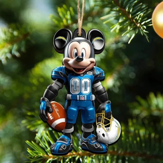 Discover Personalized Los Angeles Football Team Chargers Mickey Mouse Christmas Ornament