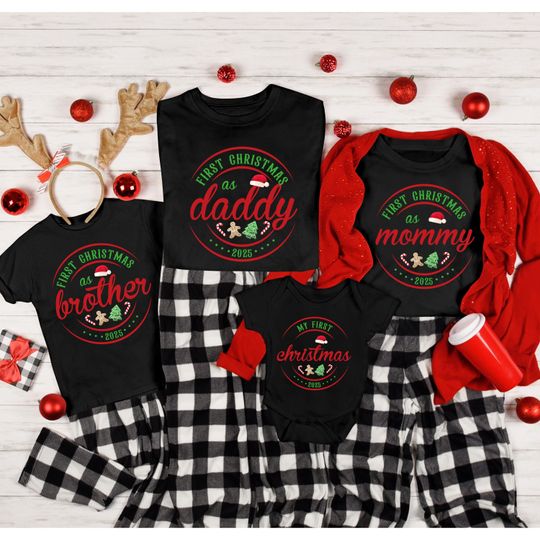 Discover First Christmas of Family Shirt, Personalized First Christmas Family Matching Shirt, My First Christmas Shirt, Our First Christmas Shirt