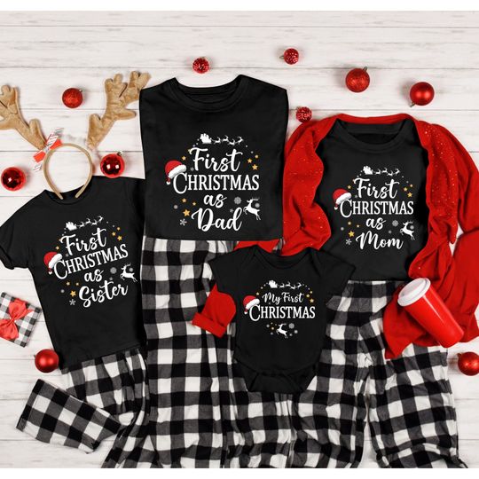 Discover First Christmas of Family Shirt, Personalized First Christmas Family Matching Shirt, My First Christmas Shirt, Our First Christmas Shirt