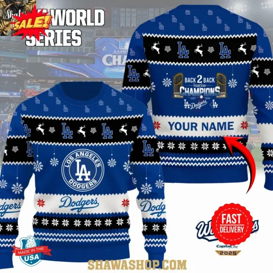 Discover Custom Los Angeles Dodger World Series 2025 Back To Back Ugly Sweater