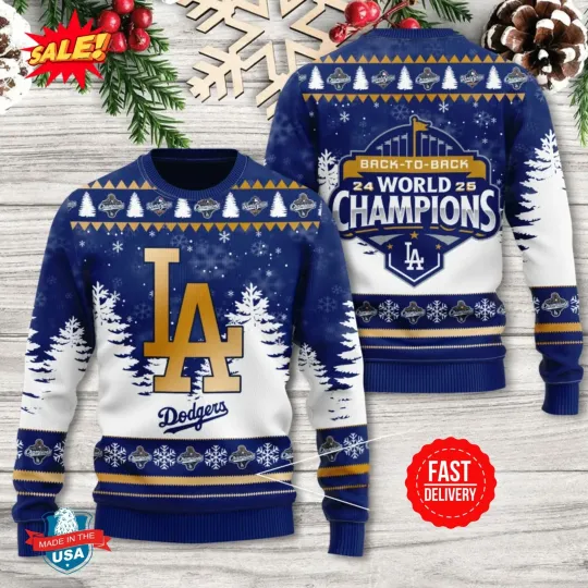 Discover Los Angeles Dodger World Series 2025 Ugly Sweater All Size