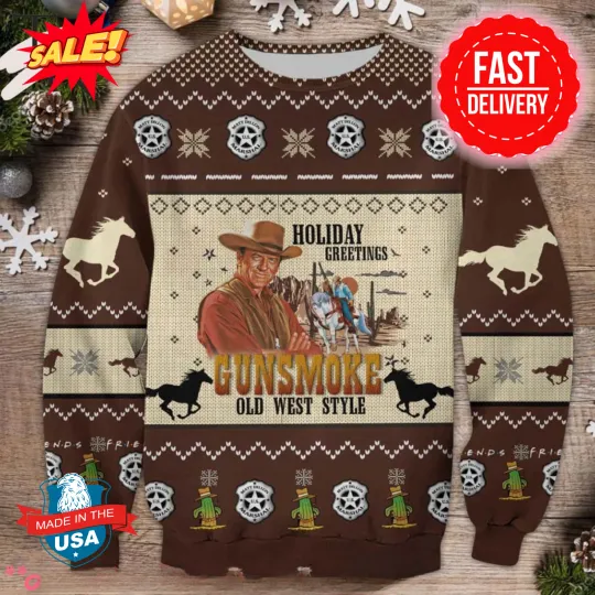 Discover Holiday Greetings Gunsmoke Old West Style Matt Dillon Ugly Sweater