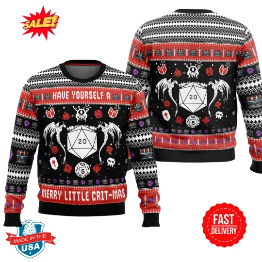 D&D Have Yourself A Merry Little Crit-Mas Dungeons and Dragons Ugly Sweater