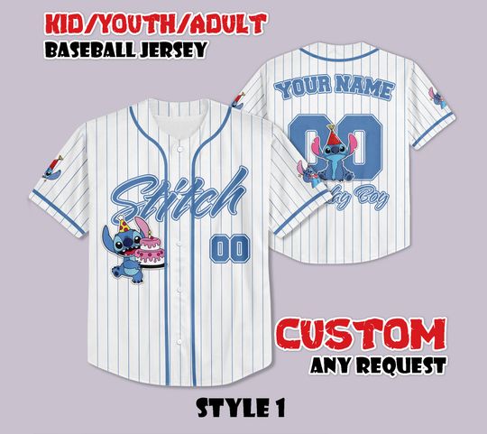 Discover Custom Stitch Birthday Baseball Jersey, Disneyland Baseball Shirt, Personalized Disney Stitch Neon Jersey, Disney Gift for Fans