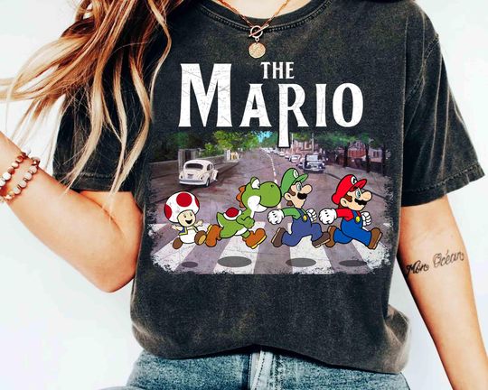 Super Mario Luigi Yoshi Toad Abbey Road Walking T-Shirt for Family Matching