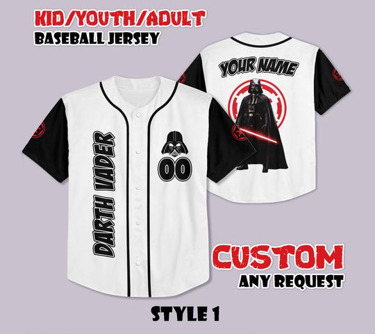Custom Darth Vader Baseball Jersey, Star Wars Baseball Shirt, Darth Vader Jersey Shirt, Star Wars Fan Gift, Birthday Gift