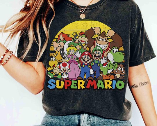 Retro Nintendo Super Mario Family Portrait T-Shirt