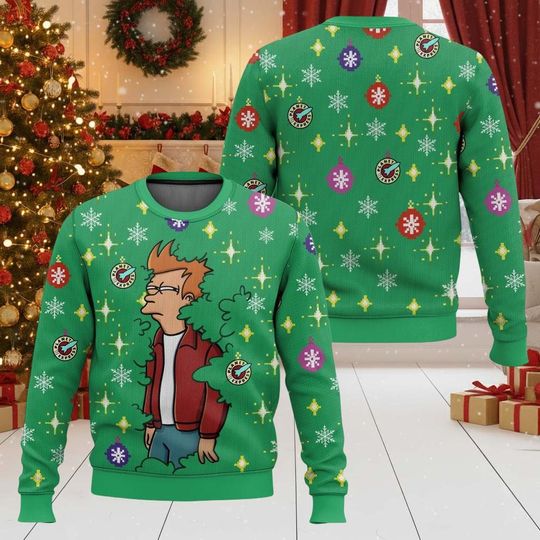 Christmas Futurama Ugly Sweater, Philip J Fry Xmas Sweater, Santa Claws Christmas Sweatshirt, Xmas Gift