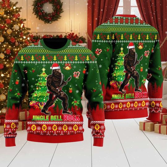 Christmas Bigfoot Ugly Xmas Sweater, Sasquatch Christmas Sweater, Monster Christmas Sweater Men, Kids Christmas Shirt, Sweater Women