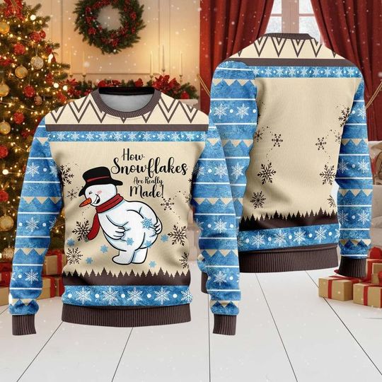 Discover How Snowflakes Are Really Made Funny Ugly Christmas Sweater, Funny Snowman Sweatshirt, Cute Christmas Sweater, Christmas Gift For Mom