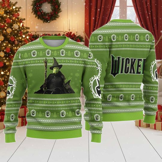 Wicked Ugly Christmas Sweater, Defy Gravity  Xmas Sweater, Wicked Fan Gift, Christmas Sweatshirt, Broomstick Magic Sweater