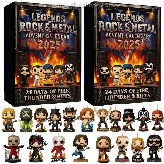 Discover Rock and Metal Advent Calendar Gift Blind Box 2D Flat Acrylic Iconic Music Character Collection Countdown Calendar Fans' Gifts