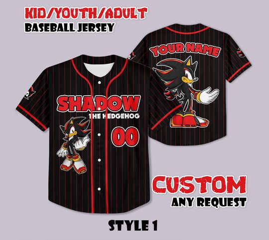 Discover Custom Shadow The Dedgehog Baseball Jersey, Funny Sonic Party Shirt, Personalized Shadow The Dedgehog Jersey Shirt, Sonic Fan Gift