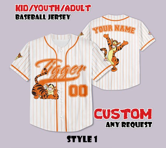 Discover Custom Winnie the Pooh Tigger Baseball Jersey, Disneyland Baseball Shirt, Personalized Disneyland Winnie Pooh Tigger Jersey, Birthday Gifts
