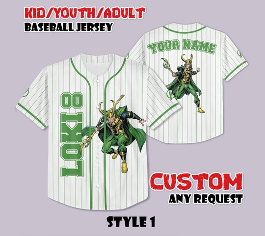 Custom Marvel Loki Baseball Jersey, Loki Baseball Jersey Team, Personalized Marvel Loki Jersey, Loki Gift For Fan, Superhero Shirt