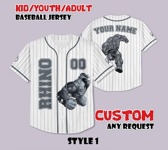 Discover Custom Marvel Rhino Baseball Jersey, Rhino Baseball Jersey Team, Personalized Marvel Rhino Jersey, Rhino Gift For Fan, Superhero Shirt