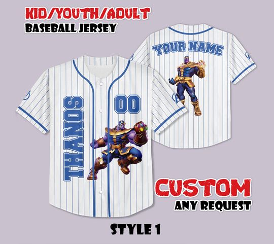 Custom Marvel Thanos Baseball Jersey, Thanos Baseball Jersey Team, Personalized Marvel Thanos Jersey, Marvel Fan Gift, Superhero Shirt