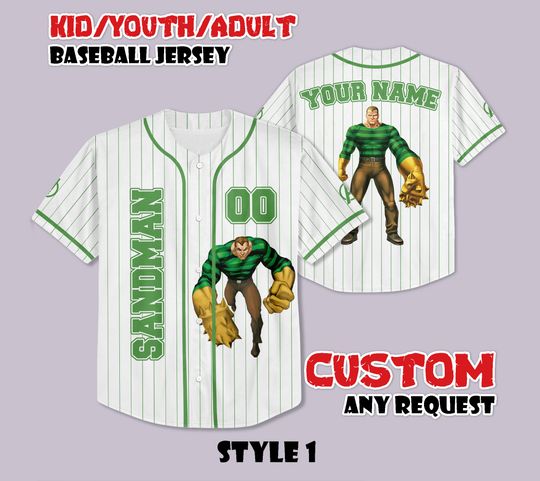 Discover Custom Marvel Sandman Baseball Jersey, Sandman Baseball Jersey Team, Personalized Marvel Sandman Jersey, Marvel Fan Gift, Superhero Shirt