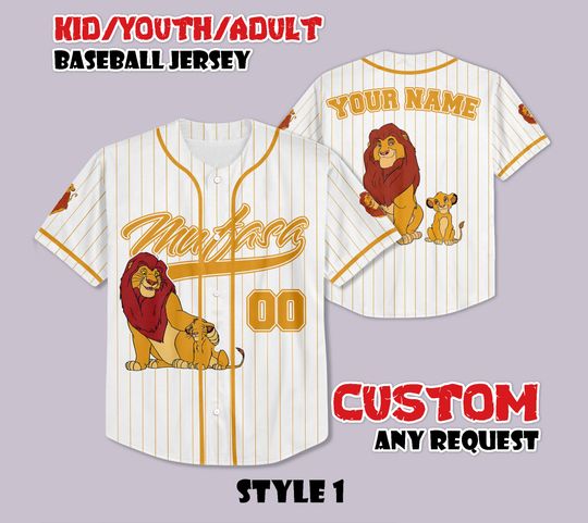Discover Custom Mufasa Baseball Jersey, Disney Mufasa Simba Baseball Shirt, Personalized Lion King Jersey, Disneyland World Shirt, Birthday Gifts