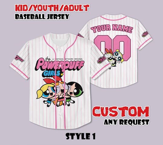Discover Custom The Powerpuff Girls Baseball Jersey, Personalized The Powerpuff Girls Jersey, The Powerpuff Girls Fan Gifts, Birthday Gifts