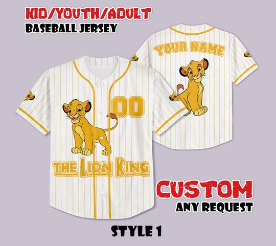 Discover Custom Lion King Baseball Jersey, Disney Mufasa Simba Baseball Shirt, Personalized Simba Jersey, Disneyland World Shirt, Birthday Gifts