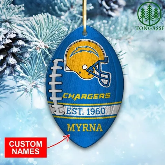 Discover Personalized Los Angeles Football Team Chargers Christmas Ornament Gift Decor